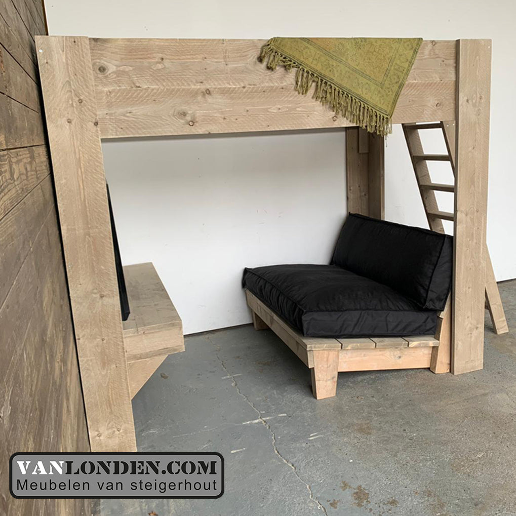 Steigerhouten tweepersoons hoogslaper gamebed Fabie