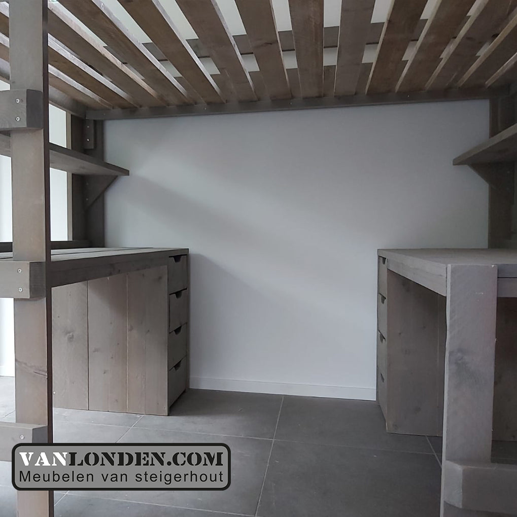 Steigerhouten tweepersoons hoogslaper Marlieke