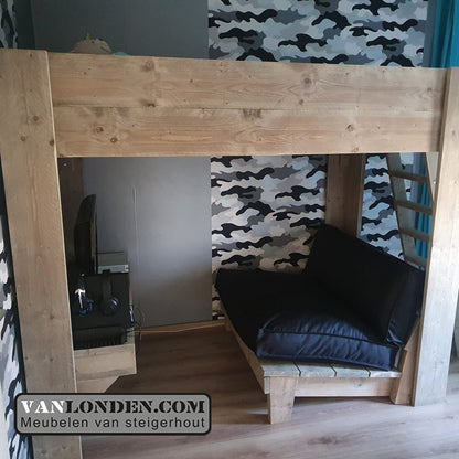 Steigerhouten tweepersoons hoogslaper gamebed Fabie