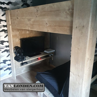 Steigerhouten tweepersoons hoogslaper gamebed Fabie