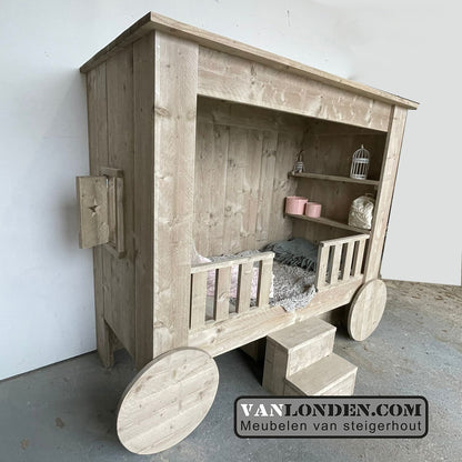 Steigerhouten wagenbed Plom