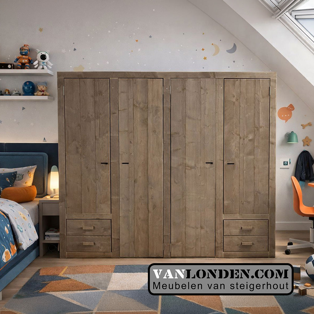 Steigerhouten hang- en legkast Madelon
