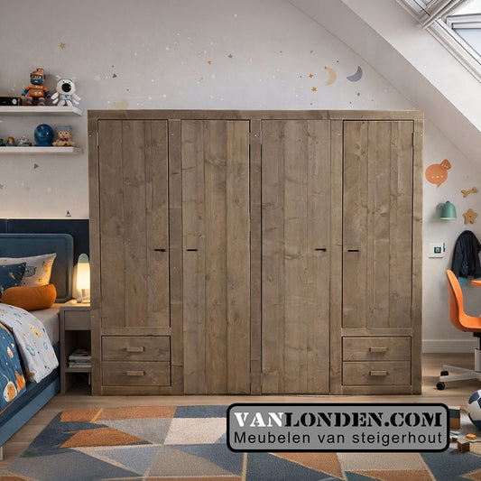 Steigerhouten hang- en legkast Madelon