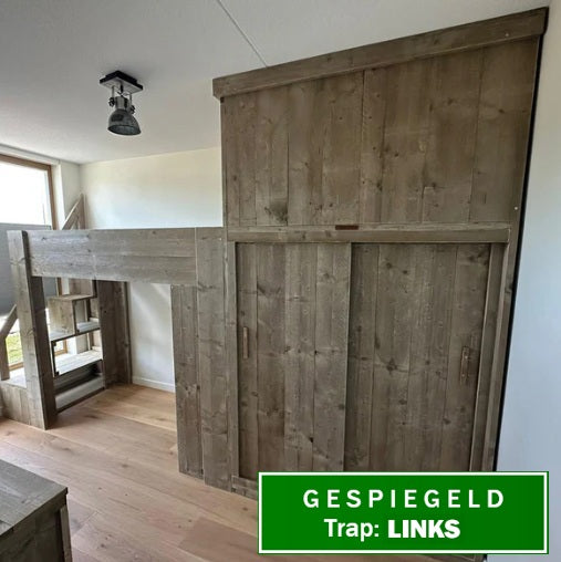 Steigerhouten hoogslaper met kast Wicky