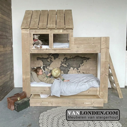 Steigerhouten huisjesbed Birgit