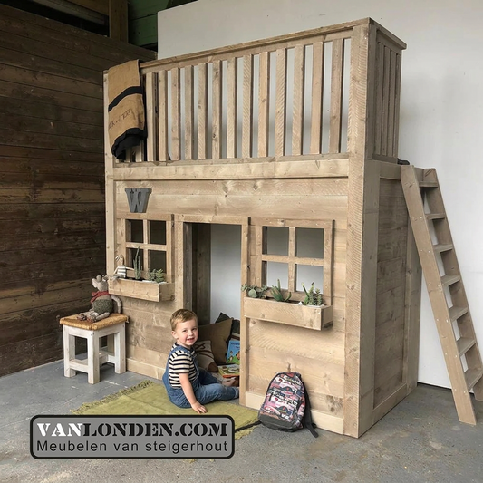 Steigerhouten huisjesbed New Orleans