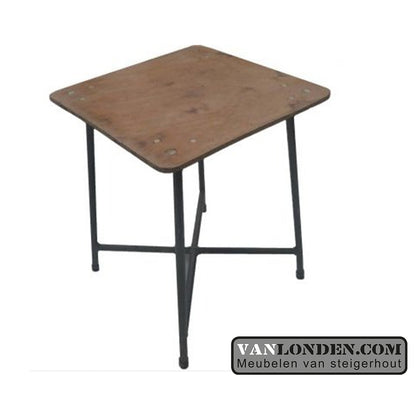 Vintage bijzettafel/ krukje met houten blad