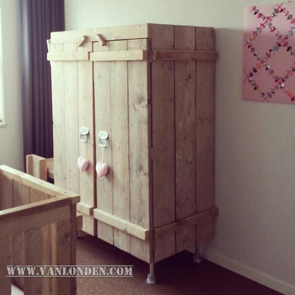Steigerhouten kledingkast Kiki
