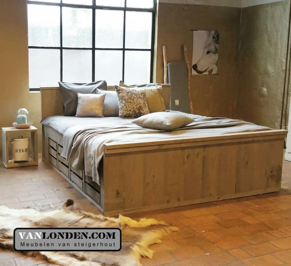 Steigerhouten tweepersoonsbed Fabian