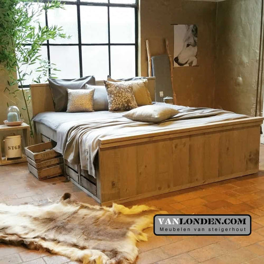 Steigerhouten tweepersoonsbed Fabian