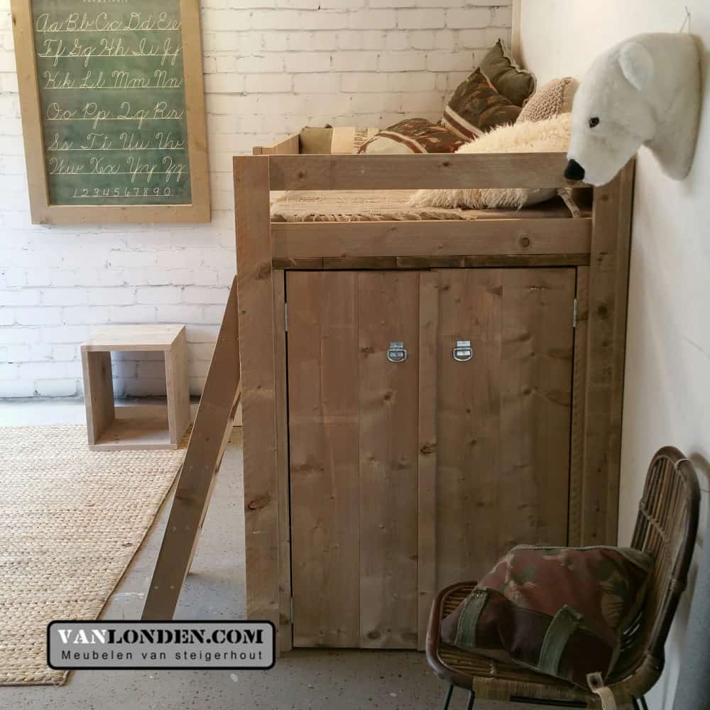 Steigerhouten hoogslaper Bram