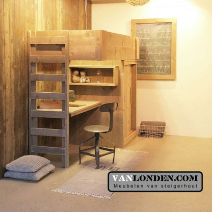 Steigerhouten hoogslaper met bureau Ferdy