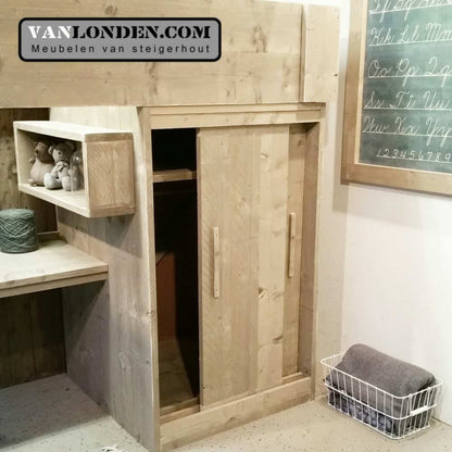 Steigerhouten hoogslaper met bureau Ferdy