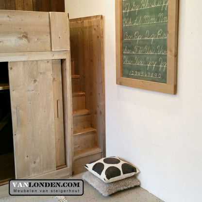 Steigerhouten hoogslaper met bureau Harry