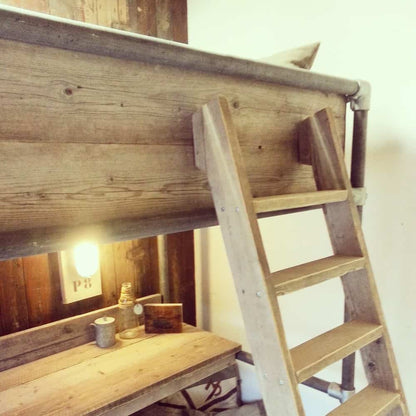 Steigerhouten hoogslaper met bureau Noah