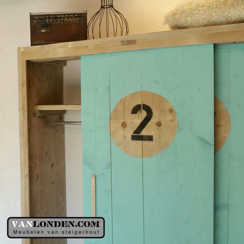 Steigerhouten schuifdeurkast Machiel