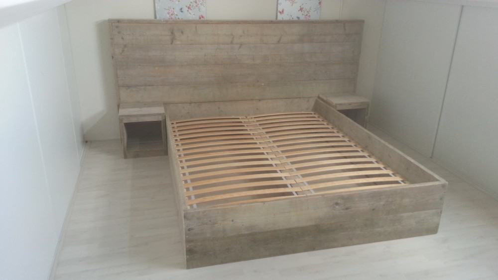 Steigerhouten bed Amber
