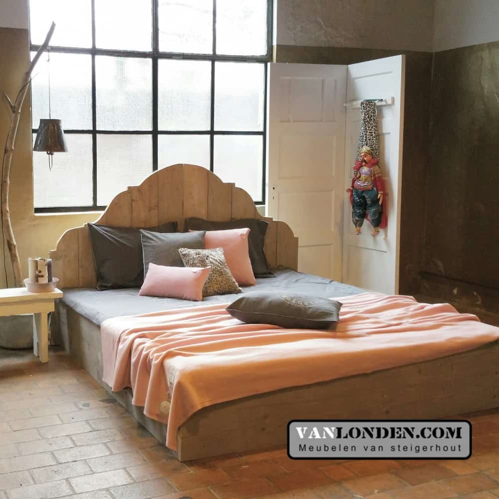 Steigerhouten tweepersoonsbed Annelotte