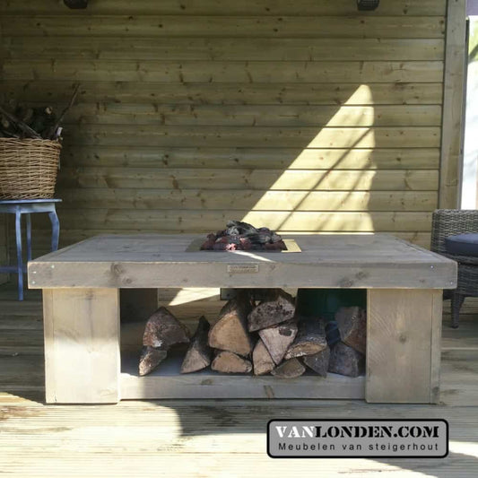 Steigerhouten vuurtafel Veronique