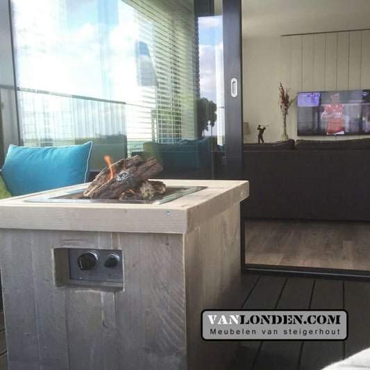 Steigerhouten vuurtafel Vicky