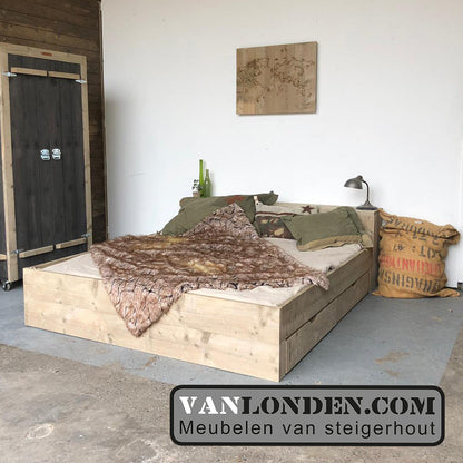 Steigerhouten tweepersoonsbed Christy