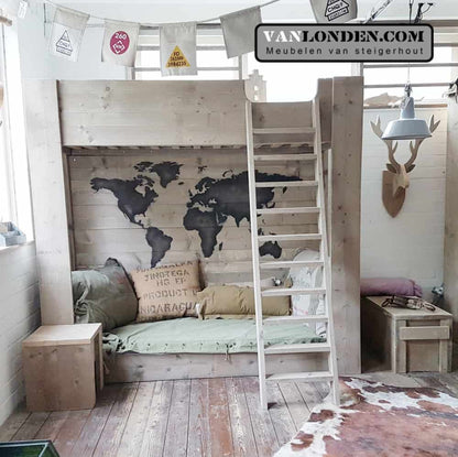Steigerhouten wereldkaart panelen