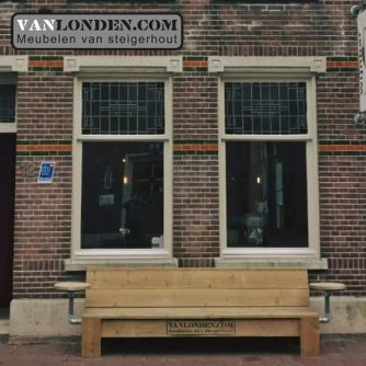 Steigerhouten terras gevelbank Dirk Jan
