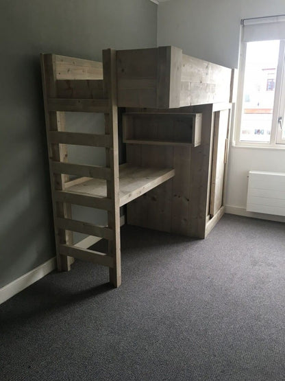 Steigerhouten hoogslaper met bureau Ferdy