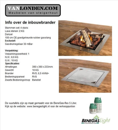 Steigerhouten vuurtafel Victor