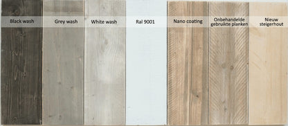 whitewash, greywash, blackwash afwerkingen